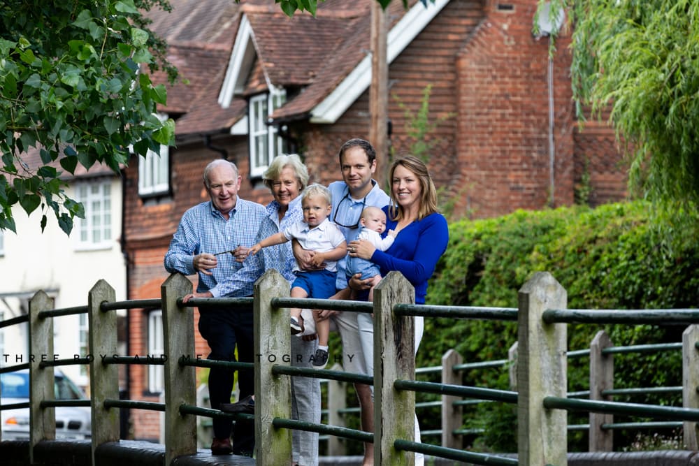 image of extended family with grandparents and newborn baby in Shoreham Kent on family photoshoot