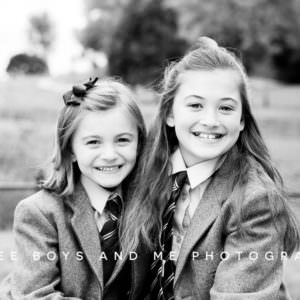 two girls at their back to school Kent mini photoshoot