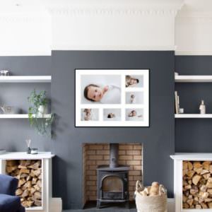 dark grey interior example with multi aperture frame of a kent newborn session