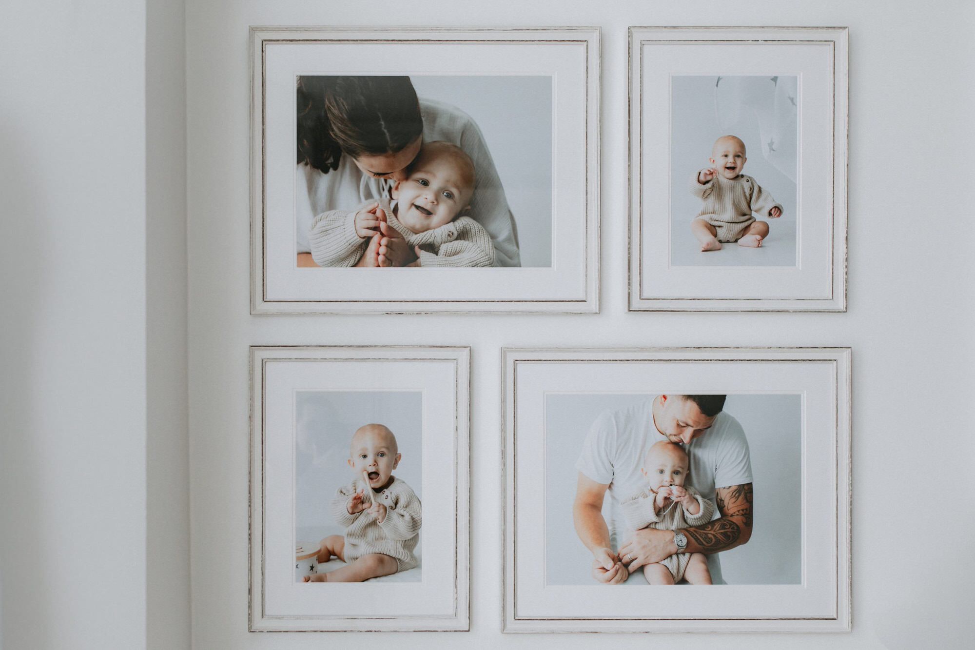 bespoke frame collection showcasing baby images taken at Kent baby photography studio in Bexley