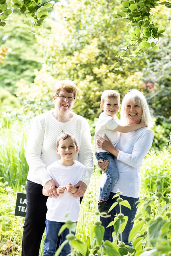 Grandparents and their grandsons at their kent extended family photoshoot in Sevenoaks