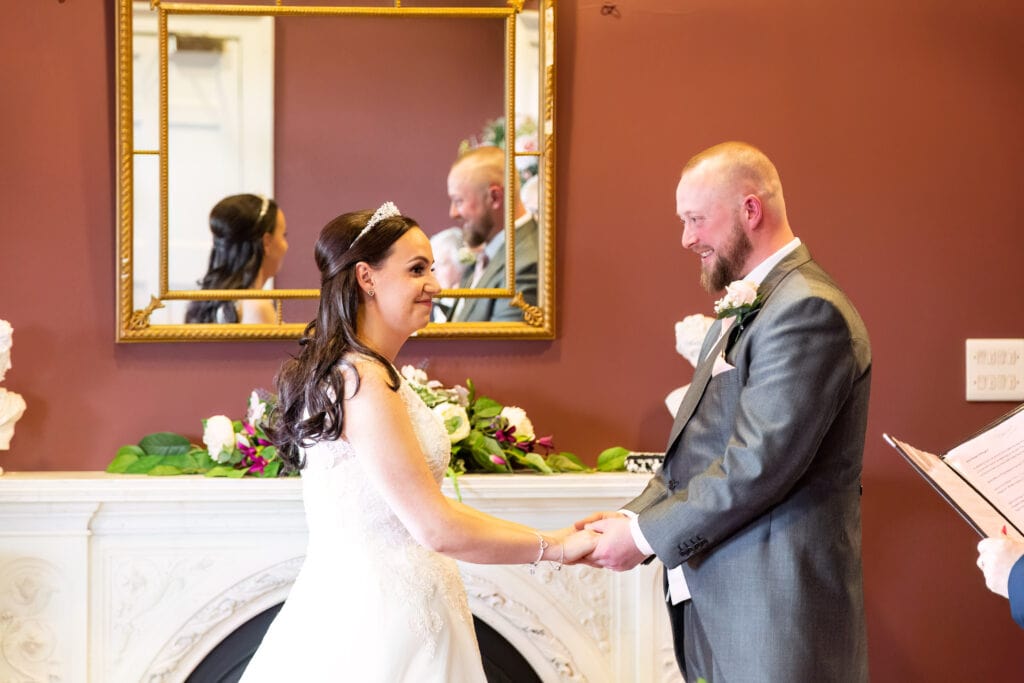 Sir John Boyd room Danson House Bexleyheath wedding bride and groom exchanging vowels