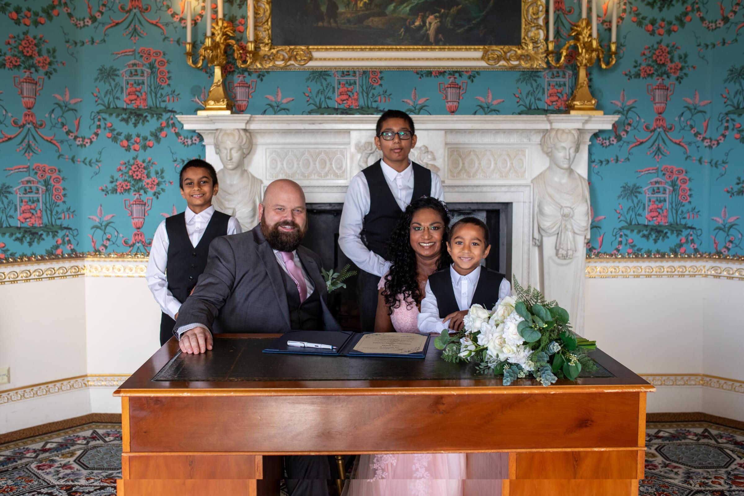 The salon Danson house bexleheath wedding party, bridge groom and their children